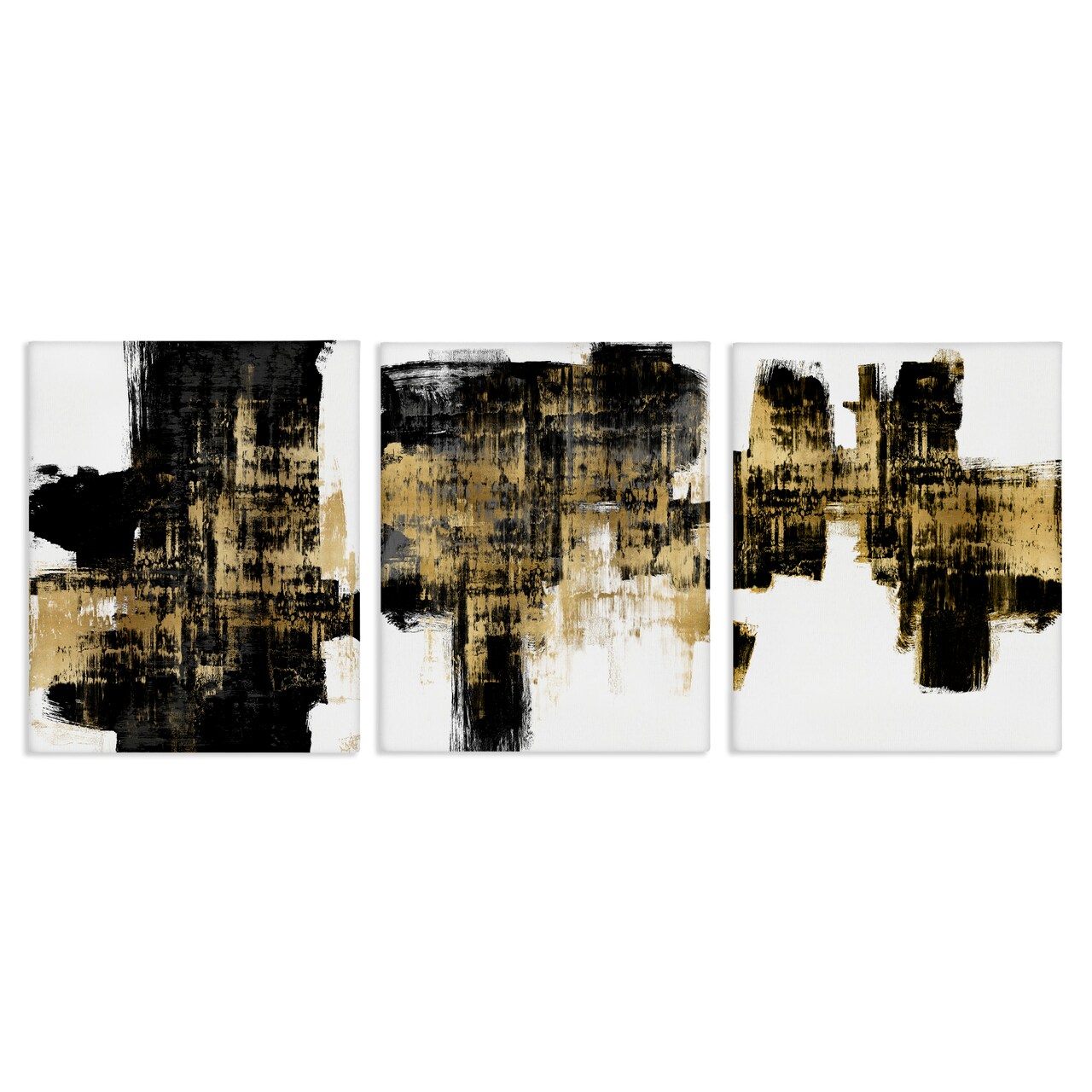 Stupell Industries Bold Black Brushstrokes with Gold Canvas Wall Art